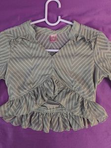 Athena Ruffled Lavender Crop Top