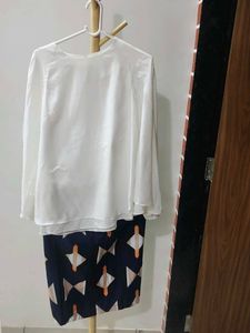 Cape Top And Skirt Set
