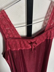 Burgundy Satin Nightgown &amp; Robe Set