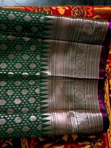 Silk Saree - Pink &amp; Olive Green