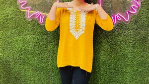 Yellow Embroidered Kurta