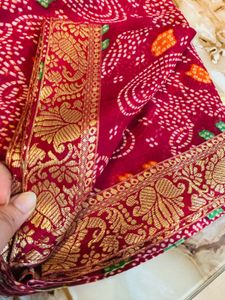 Maroon Bandhani Saree