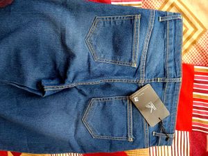 Women Flared High Rice Blue Jeans