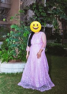 A Very Beautiful Lavender Colour Gown With Dupatta