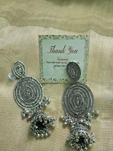 Boho Jhumka Earrings - Silver