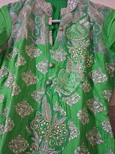Green Embroidered Indian Top