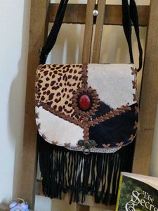 patchwork leather sling
