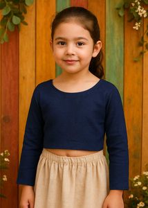 Elegant Navy Blue Sheer Sleeves Blouse