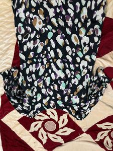 Printed Black Kurti With Bott Neck Design
