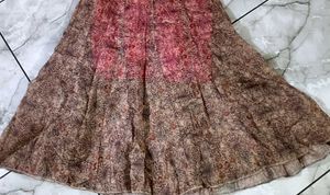 Skirt Organza Fabric Printed Long Skir