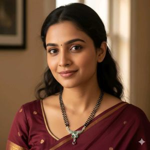 PureSilver Single Line Green&Pink Stone Mangalsutr