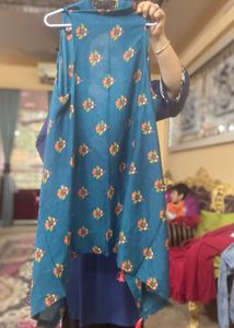 Knee Length Ethnic Shrug Sleeveless ,Floral Tassel