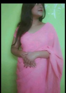 Elegant Pink Georgette Saree