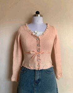 Peach Knit Cardigan