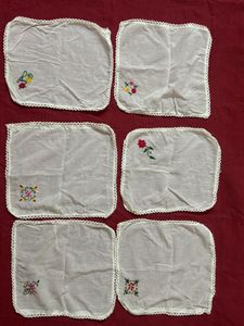 Vintage Embroidery Handkerchief Set of 6