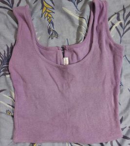 Lilac Ribbed Crop Top