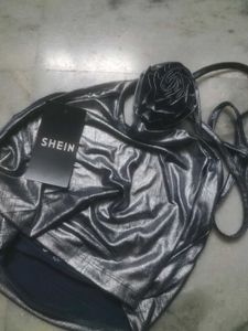 Metallic Silver Two-Piece Set