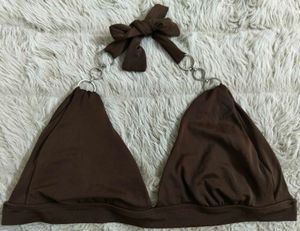 👙Faded Glory Brown Halter Triangle Bikini Top