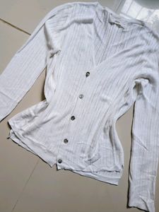 White Full Sleeve Knit Top