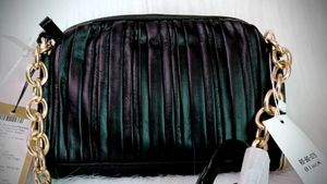RSVP Black Pleated Crossbody Bag