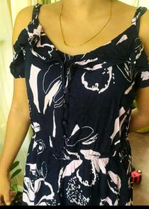 Navy Floral Ruffle Neck Maxi Dress | Summer Ready