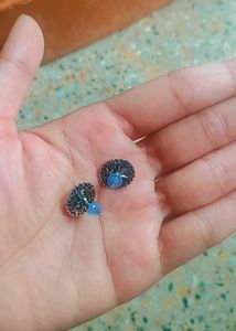 Oval Shaped Oxidised Earrings Studs
