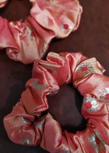 Floral Print Ethnic Glow Scrunchie-Handmade(Small)