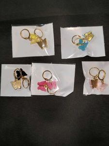 Set Of 5 Stainless Steel Gold-plated AnimalEarring