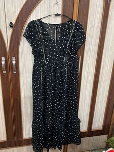 Polka Dot Black Flared Dress