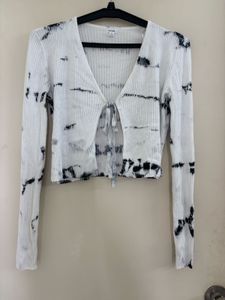 GARAGE TIE DYE FRONT CARDIGAN KNIT TOP