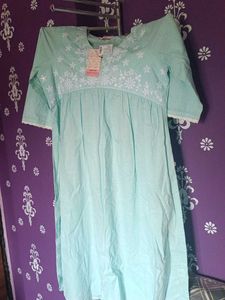 Cute Embroidered Aqua Dress