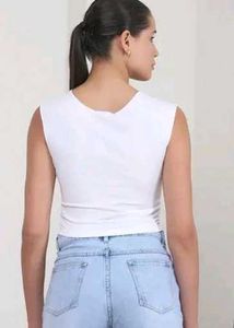 White Sleeveless Crop Top