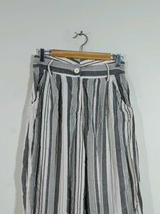 Grey Striped Casul Bottom For Women&#39;s