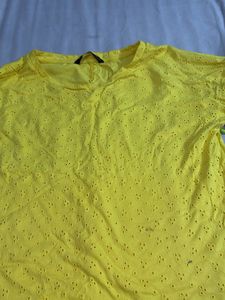 Yellow Eyelet Top