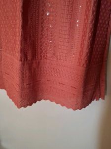 Elegant Peach Embroidered Kurti