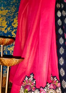 Beautiful Magenta Saree With Purple Border