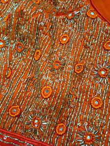 Orange Embroidered Anarkali Dress