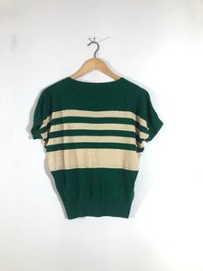 Cream&amp;Green Strips Top(Women’s)