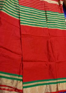 Striped Red &amp; Green Sari