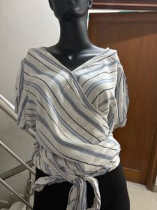 Stripped V Neck Top