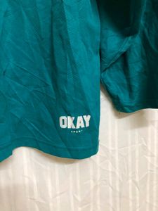 Okay V Neck Sea Green T Shirt