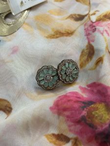 Mint Green Flower Earrings