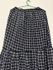 Tiered Plaid Maxi Skirt