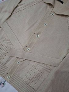 Belted Cream Knit Cardigan