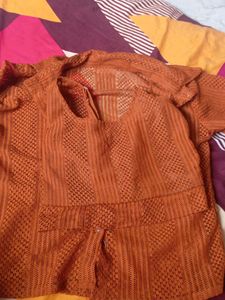 Orange Tank Top and Cardigan Set