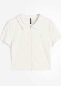 H&amp;M Collared Zip-Up Cropped Top