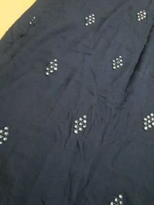 L Size Mirror Work Blue Kurti