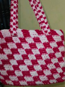 Handmade Crocheted Checkered Bag