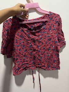 Floral Button-Down Crop Top