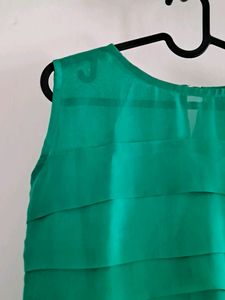Green Pleated Mini Dress